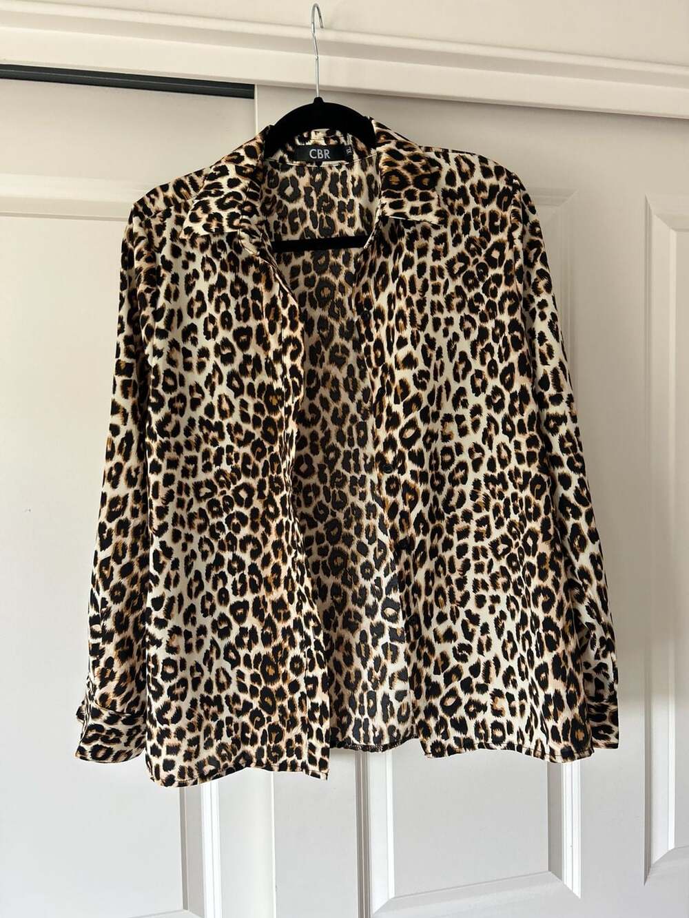 CBR Leopard Print Long Sleeve Button Down Shirt Size XL